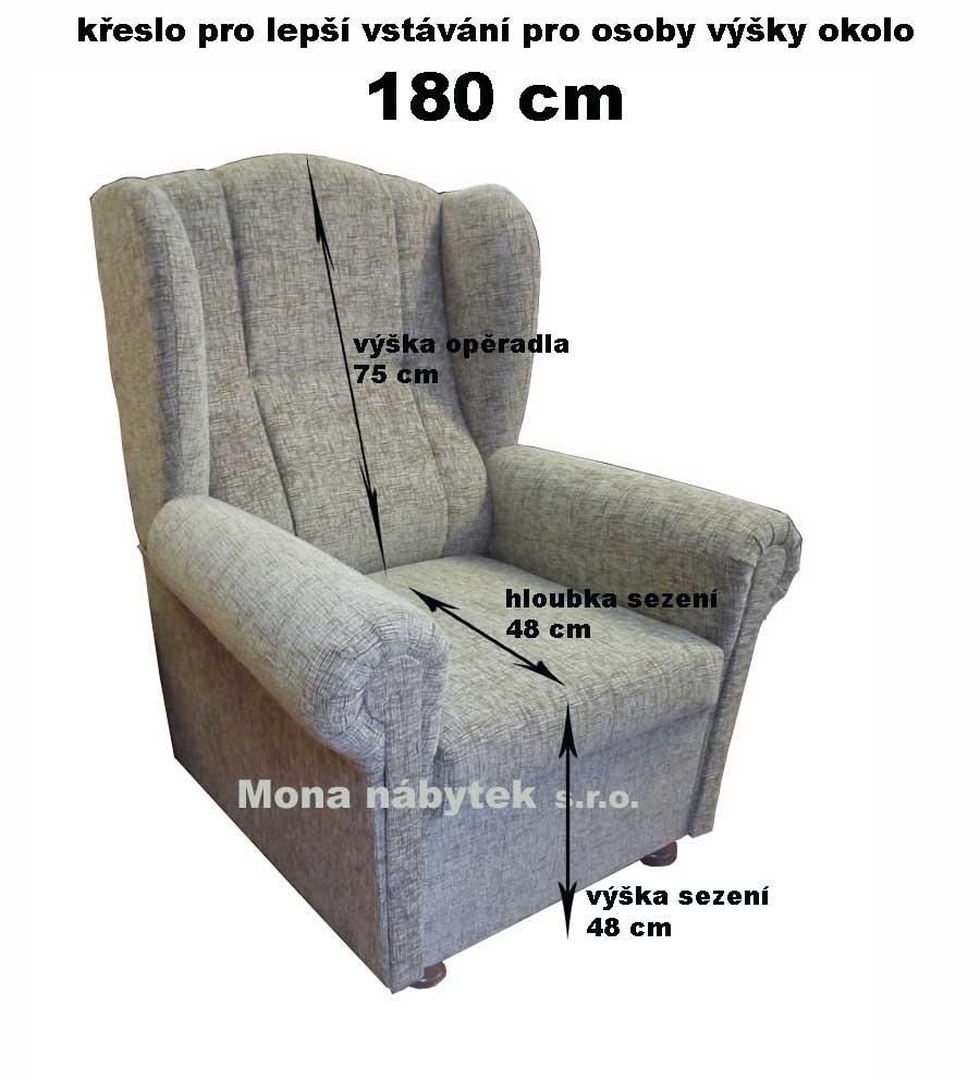 Křeslo ušák CI pro osoby 180cm, sedák: výška 48cm, hloubka 48cm, Art16342