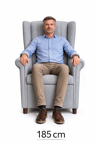 křeslo pro osoby výšky 185 cm