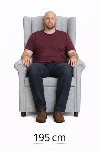 křeslo pro osoby výšky 195 cm