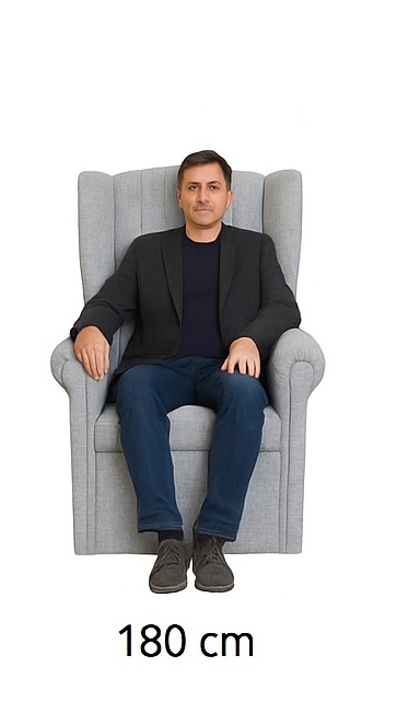 křeslo ušák na míru pro osoby výšky 180 cm